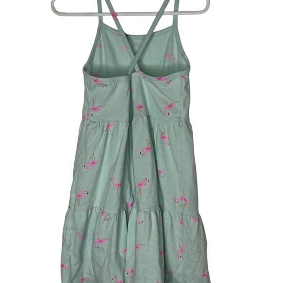 Cat & Jack Girls Flamingo Sundress Green Tiered Dress Size 6/6X Summer - Picture 2 of 8